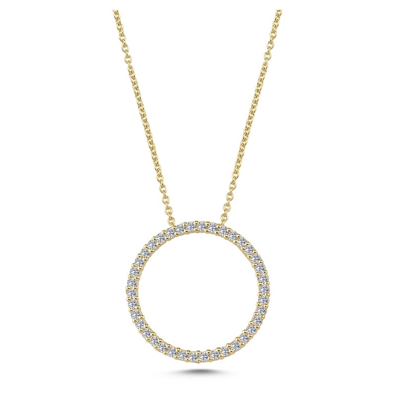 Nuran - Cirkel Diamantvedhæng i 14 kt guld m i alt 0,38 ct.